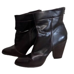 A+ Women's Shoes Size 10 Chocolate Brown Zip Block Heel Ankle Booties Boots